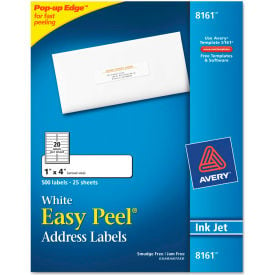 Avery® Easy Peel Inkjet Address Labels 1 x 4 White 500/Pack 8161