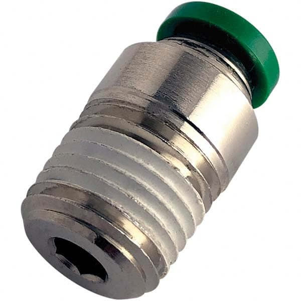 Push-to-Connect x MNPT & Tube to Male NPT Tube Fitting: Round Body Male Connector, 1/8