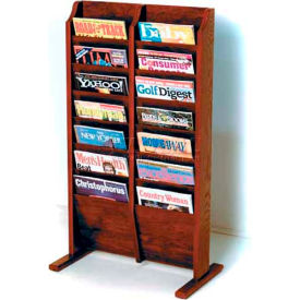 Wooden Mallet Cascade™ Free-Standing 14 Pocket Magazine Rack Mahogany MR14-FSMH