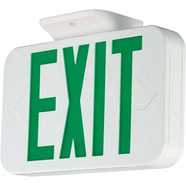 Illuminated Exit Signs, Number of Faces: 1, Light Technology: LED, Letter Color: Green, Mount Type: Surface Mount, Housing Material: Thermoplastic MPN:93043114