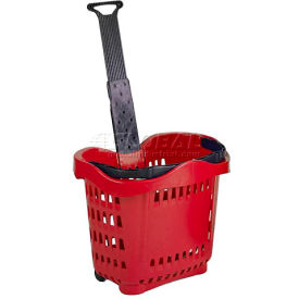 VersaCart ® Plastic Rolling Shopping Basket 43 Liter Red Pack Qty of 6 - Pkg Qty 6 201-43L-RED