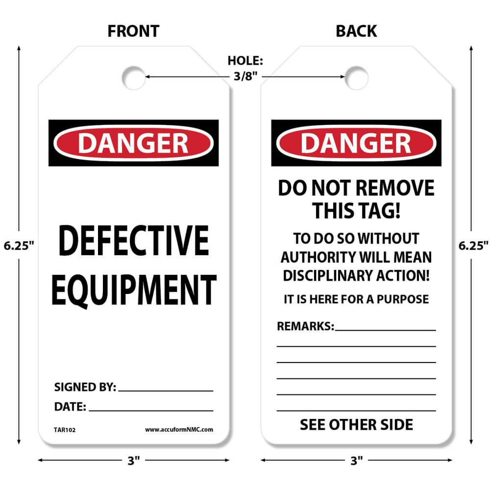 Accident Prevention Tag: Rectangle, 6-1/4