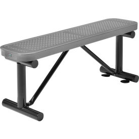 GoVets™ 4' Outdoor Steel Flat Bench Perforated Metal Gray 742GY695