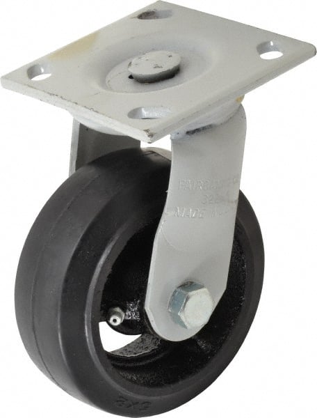 Swivel Top Plate Caster: Mold on Rubber, 5