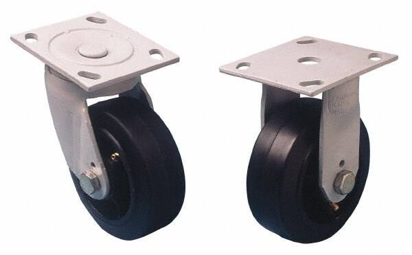 Rigid Top Plate Caster: Rubber, 5