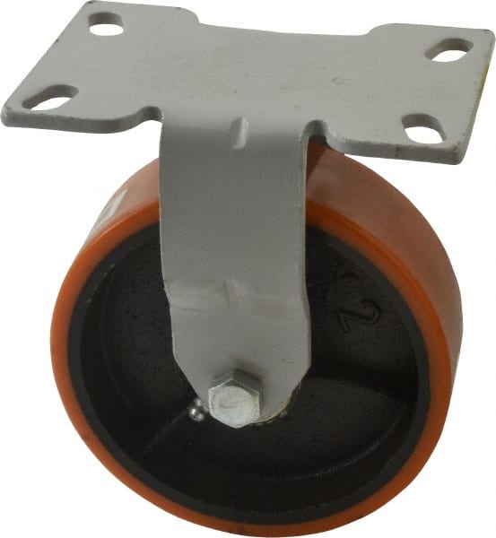 Rigid Top Plate Caster: Polyurethane with Semi-Steel Center Polyurethane & Polyurethane Mold on Steel, 6