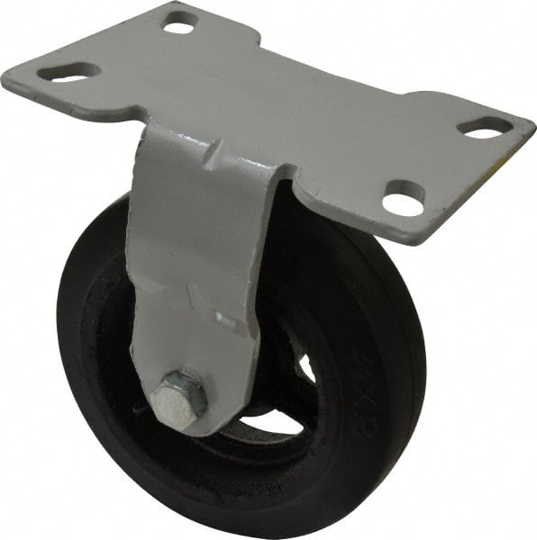 Rigid Top Plate Caster: Rubber, 6