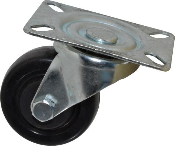 Swivel Top Plate Caster: Hard Rubber, 3