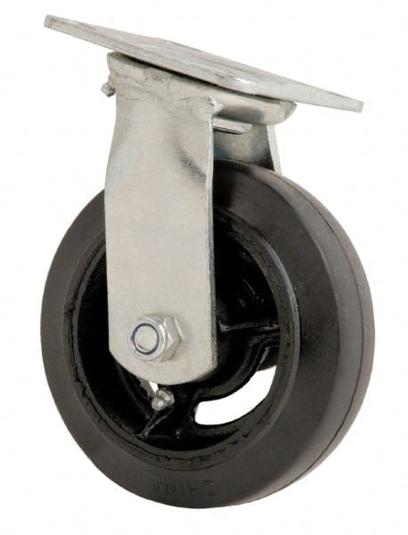 Swivel Top Plate Caster: Rubber, 6