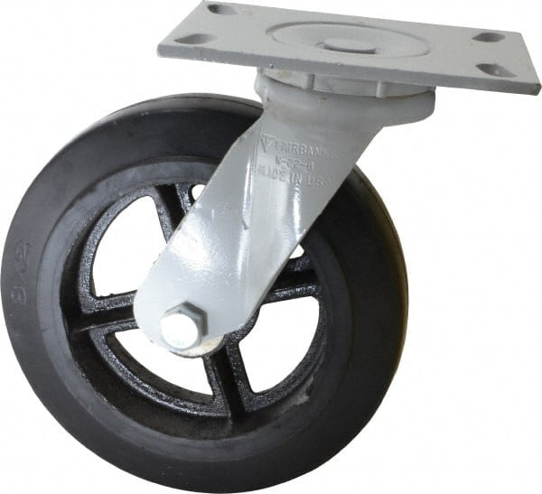 Swivel Top Plate Caster: Rubber, 8