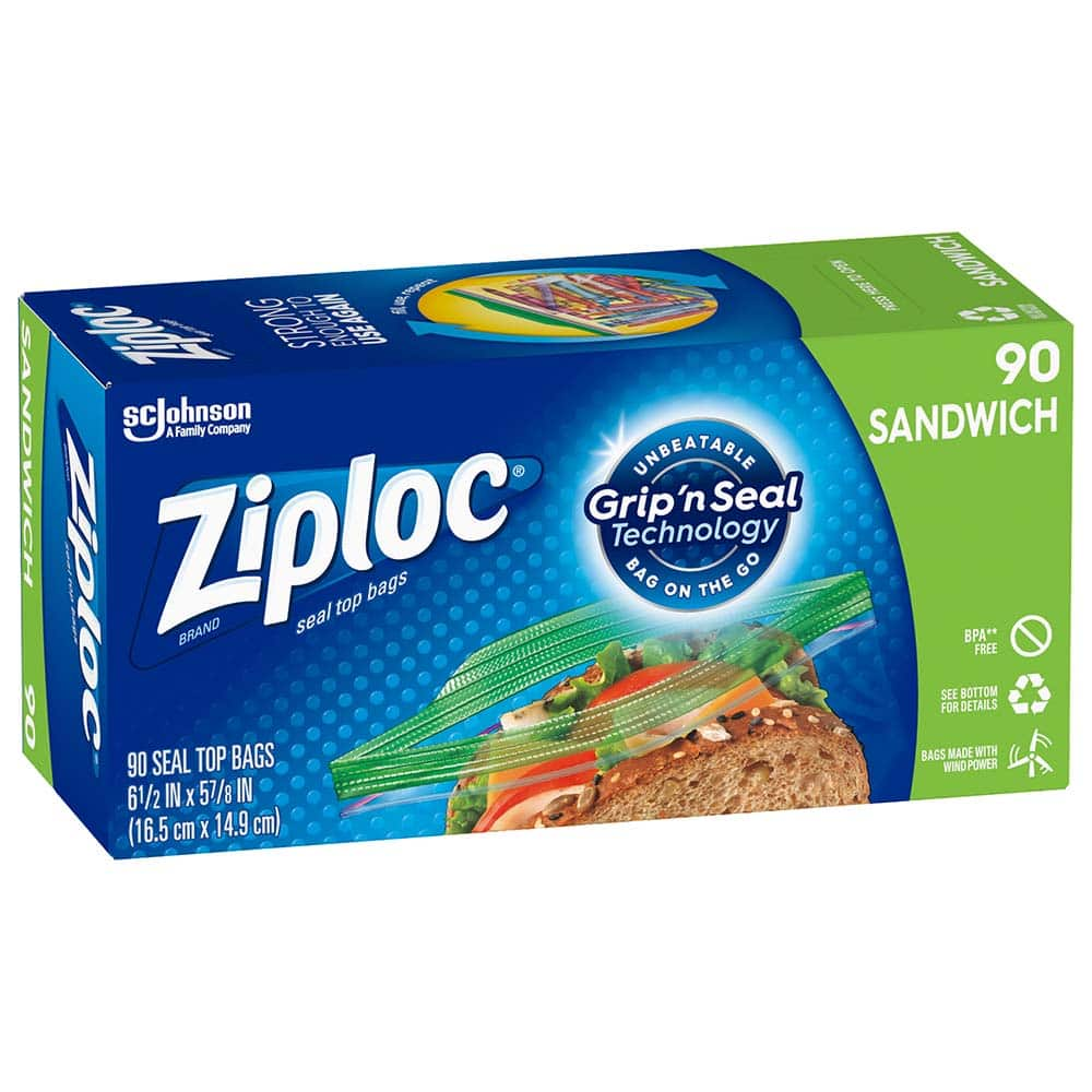 Ziploc Brand Sandwich Bags, with Grip 'n Seal Technology, 90 Count, 12/Case MPN:SJN315885