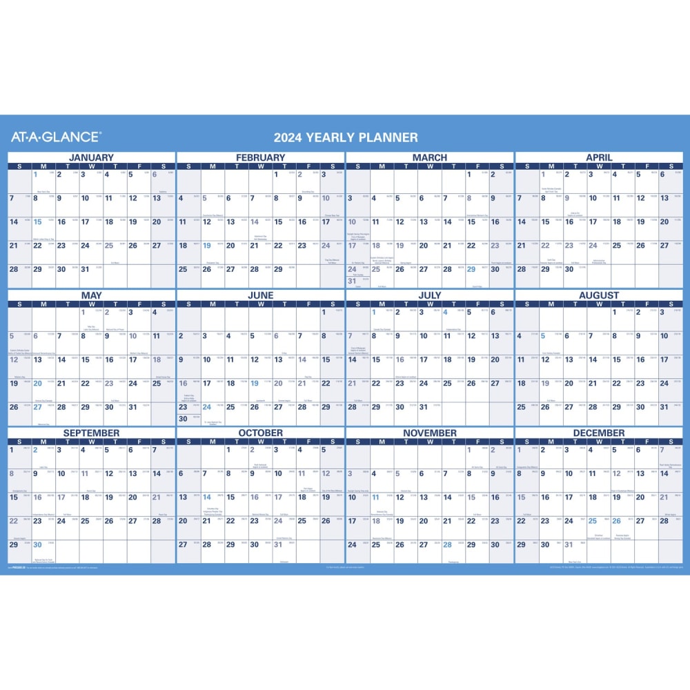 2023-2024 AT-A-GLANCE Reversible/Erasable Horizontal Academic/Regular Year Wall Calendar, 48in x 32in, January to December 2024/July 2023 to June 2024, PM326S28 (Min Order Qty 4) MPN:PM326S2824