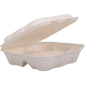 Dart® 3-Compartment Compostable Fiber Hinged Tray 8