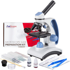 AmScope 40X-1000X Student Microscope with Coarse-Focus & Slide Preparation Kit M161C-2L-SP14-V287