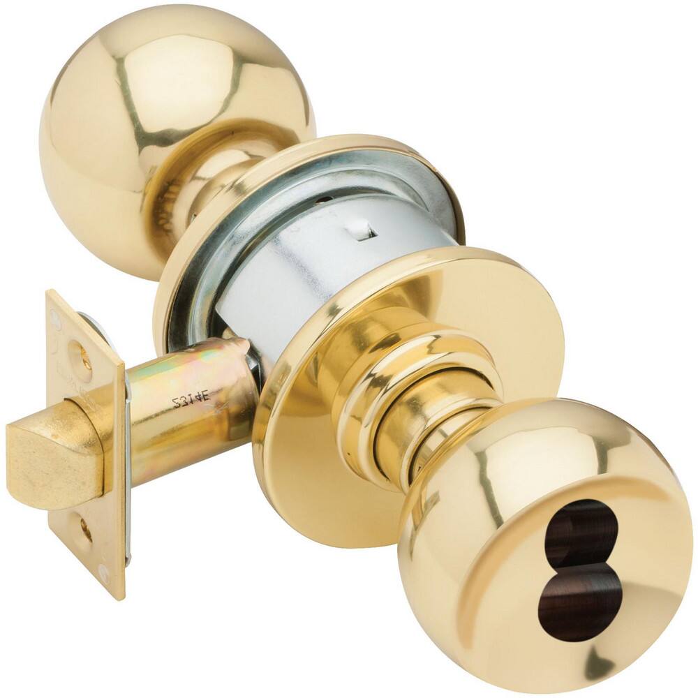 Knob Locksets, Type: Entrance , Key Type: Keyed Different , Material: Metal , Finish/Coating: Bright Brass , Compatible Door Thickness: 1-3/8