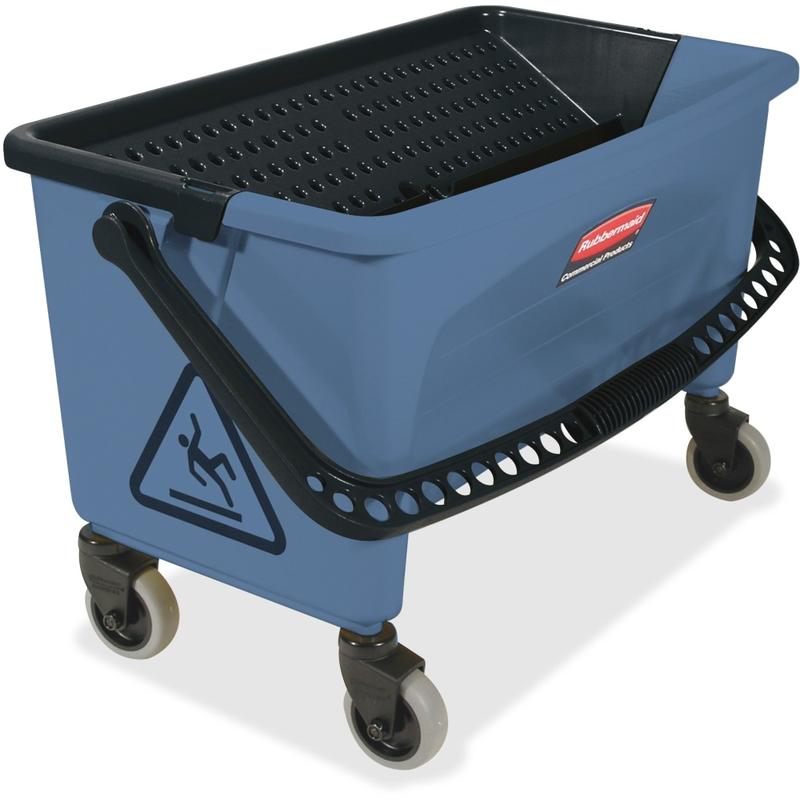 Rubbermaid Commercial Finish Mop Bucket w/ Wringer - Hinged Lid, Ergonomic Design, Handle - 16.2in x 26.2in - Blue - 1 / Carton MPN:RCPQ93000BE