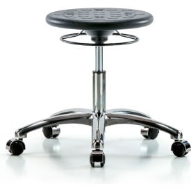 Blue Ridge Ergonomics™ Cleanroom Stool with Casters - Desk Height - Black CLR-IPDHSO-CR-CC-BLK