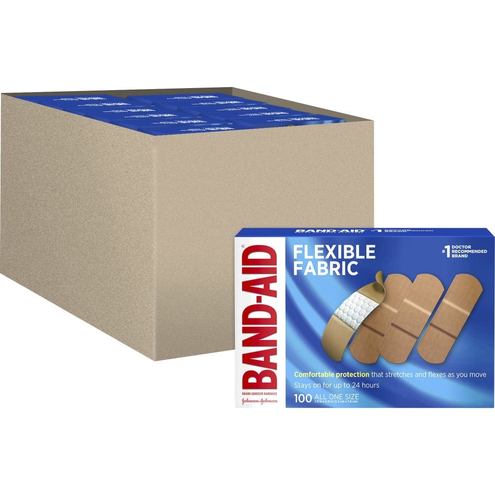 Band-Aid Flexible Fabric Adhesive Bandages - 1in - 1200/Carton - 100 Per Box - Beige - Fabric MPN:4444CT