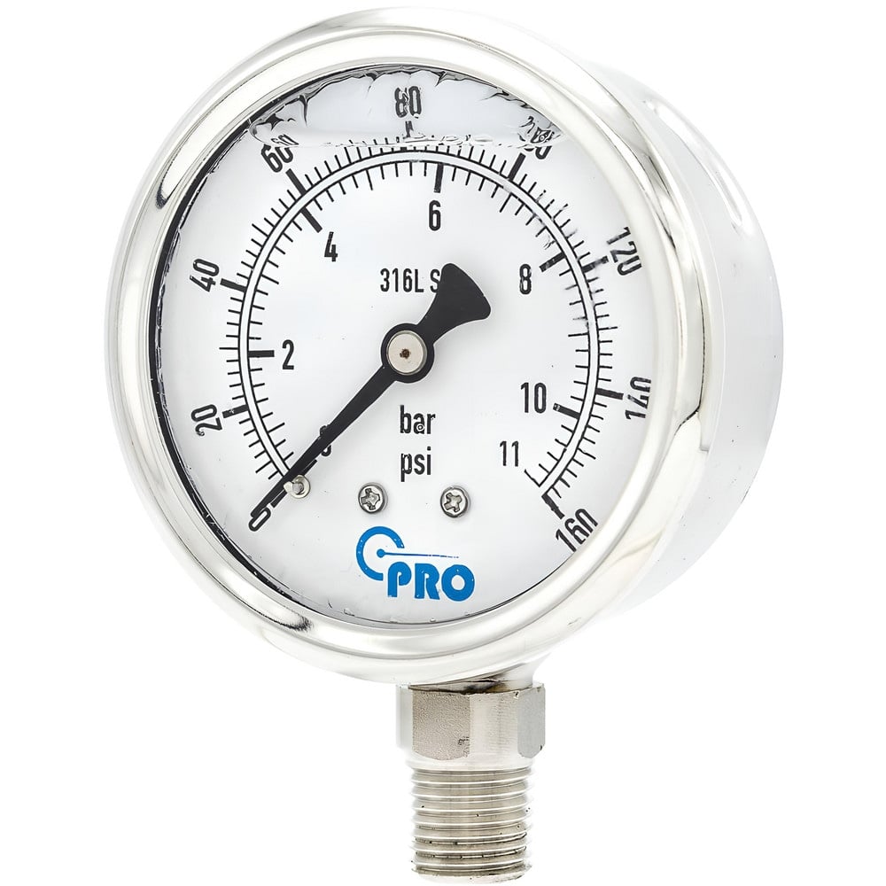 Pressure Gauges, Gauge Type: Pressure Dual Scale , Scale Type: Dual , Accuracy (%): 3-2-3% , Dial Type: Analog , Thread Type: NPT  MPN:PRO-301L254F-11