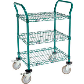 Nexel® Utility Cart 3 Shelf Poly-Green® 24