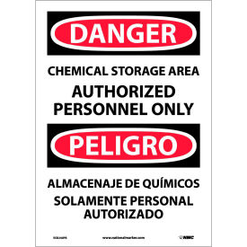 NMC™ Bilingual Vinyl Sign Chemical Storage Area Authorized Personnel Only 10