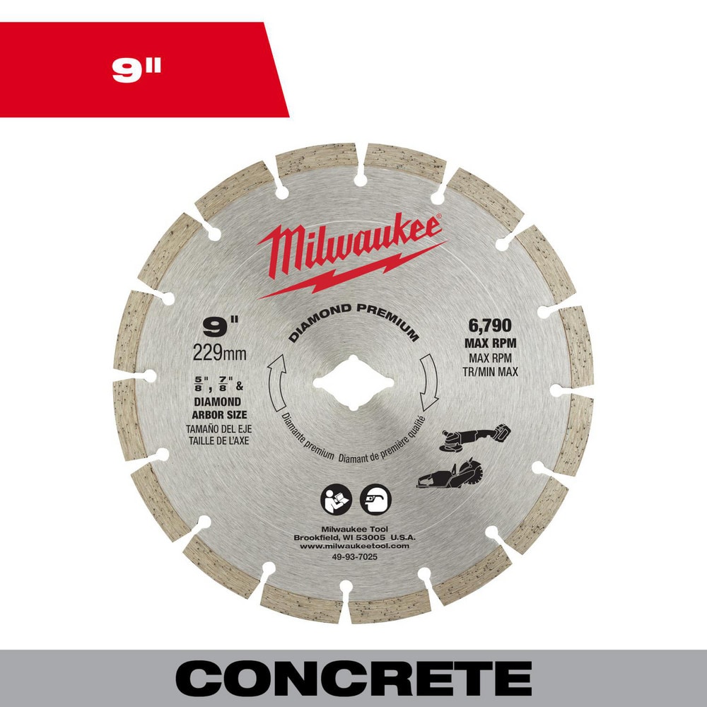 Wet & Dry-Cut Saw Blades, Blade Diameter (Inch): 9 , Blade Material: Diamond , Blade Thickness (Decimal Inch): 0.0975 , Arbor Hole Diameter (Inch): 5/8, 7/8  MPN:49-93-7025