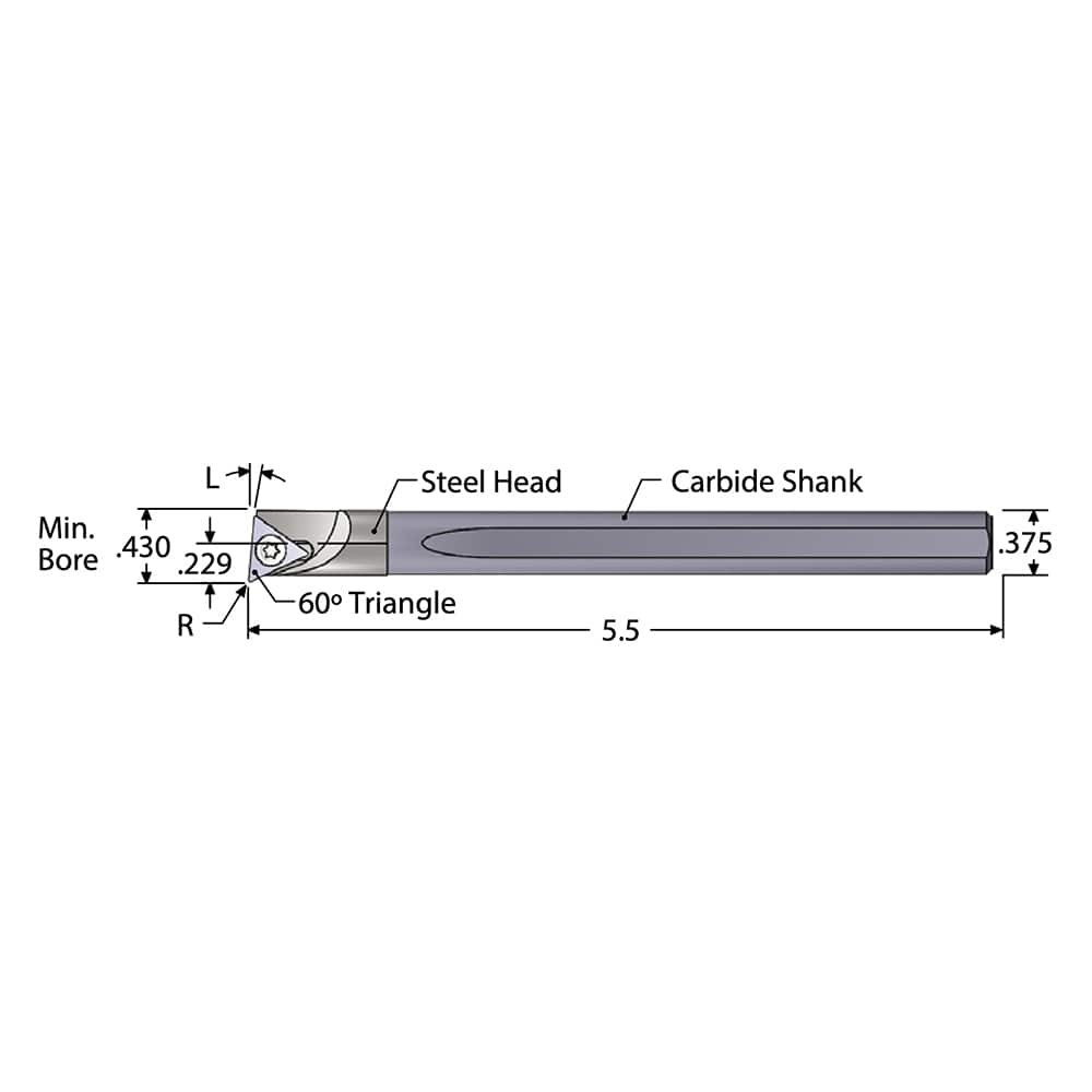 Indexable Boring Bar: ACBT375F5R, 0.43