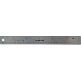 Universal® Stainless Steel Ruler with Cork Back & Hanging Hole Standard/Metric 12