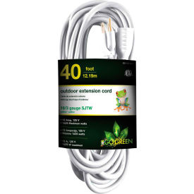 GoGreen Power 16/3 SJTW 40ft Heavy Duty Extension Cord GG-13740WH - White GG-13740WH