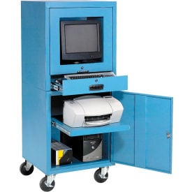 GoVets™ Mobile Computer Cabinet Blue Unassembled 669BL706