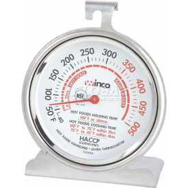 Winco TMT-OV3 Dial Oven Thermometer with Base and Hook - Pkg Qty 24 TMT-OV3