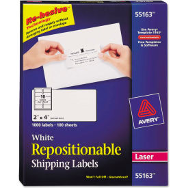 Avery® Repositionable Shipping Labels for Laser Printers 2 x 4 White 1000/Box 55163