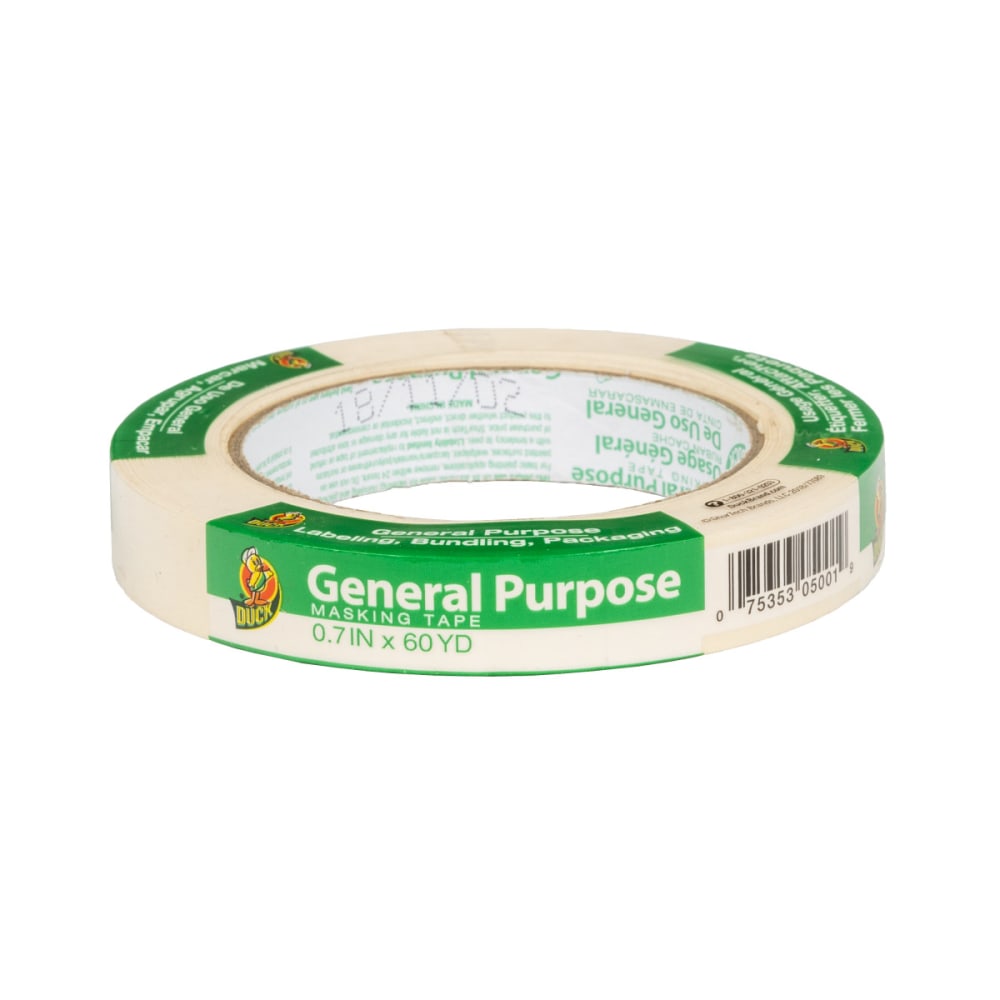 Duck Brand General Purpose Masking Tape Roll, Removable, 3/4in x 60 Yd, Beige (Min Order Qty 24) MPN:286501