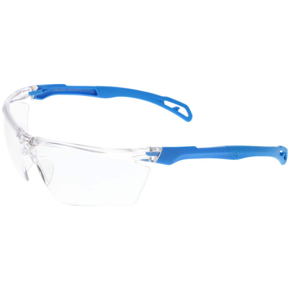 Dominator DM3-MD Series Metal Detectable / X-Ray Detectable Clear Duramass. Scratch Resistant Lens Clear Frame with Blue Temples Earplug Retaining Technology MPN:DM3MD10