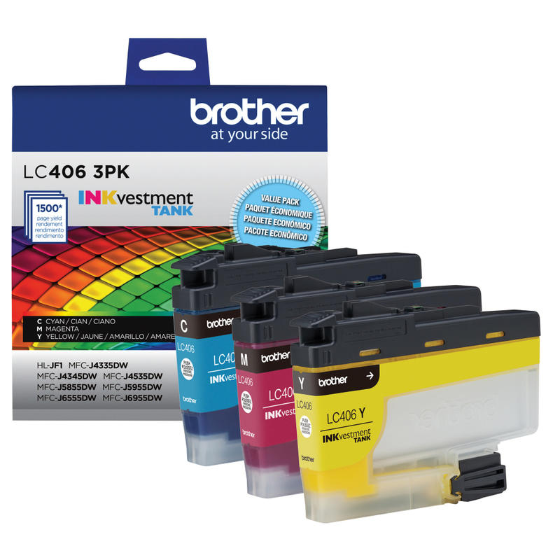 Brother LC4063PKS INKvestment Cyan, Magenta, Yellow Ink Tanks, Pack Of 3 MPN:LC4063PKS