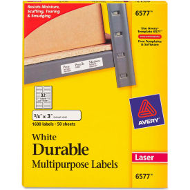 Avery® Permanent Durable ID Laser Labels 5/8 x 3 White 1600/Pack 6577