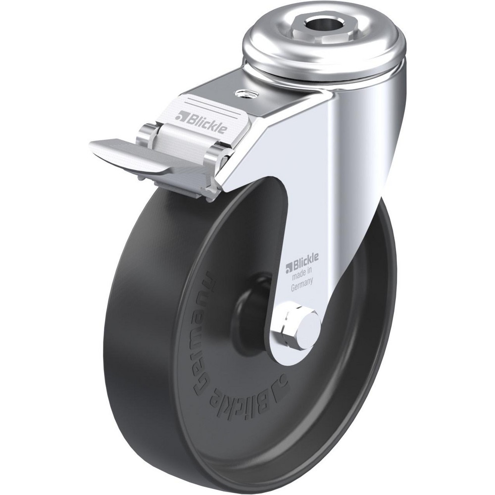 Standard Casters, Mount: Hollow Kingpin , Caster Type: Swivel w/Brake , Brake Type: Total-Lock Brake , Bearing Type: Plain Bore , Style: Plain Bore  MPN:223487