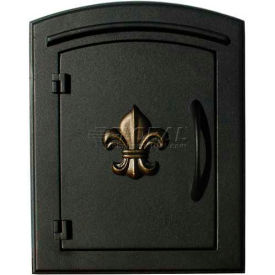 Manchester Non-Locking  Decorative Fleur De Lis Door Column Mount Mailbox in Black MAN-1402-BL