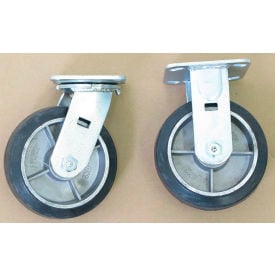 Wesco® Swivel & Rigid Caster Set Mold-On Rubber Aluminum Hub 2000 lb. Cap. 6