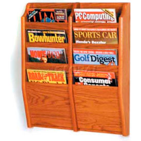 Wooden Mallet Cascade™ 8 Pocket Magazine Rack Medium Oak MR24-8MO