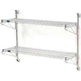 Nexel® Chrome Adjustable Wall Mount Wire Shelving 2 Shelf Starter 24