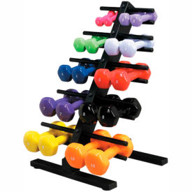 CanDo® Vinyl-Coated Cast Iron Dumbbell Set with Floor Rack 10 Piece Set 10-0578