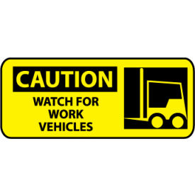 Pictorial OSHA Sign - Vinyl - Caution Watch For Work Vehicles SA122P