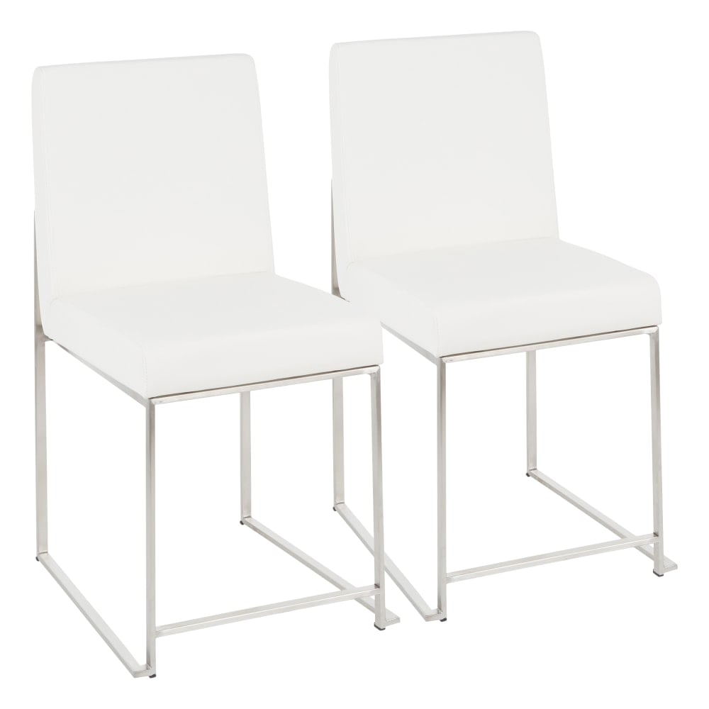 LumiSource High-Back Fuji Dining Chairs, Silver/White, Set Of 2 Chairs MPN:DC-HBFUJI SSW2