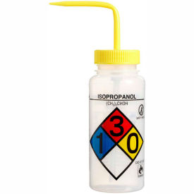 Bel-Art LDPE Wash Bottles 118160008 500ml Isopropanol Label Yellow Cap Wide Mouth 4/PK 118160008