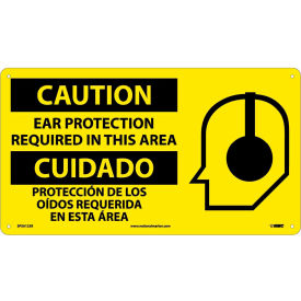 NMC™ Bilingual Plastic Sign Caution Ear Protection Required In This Area 18