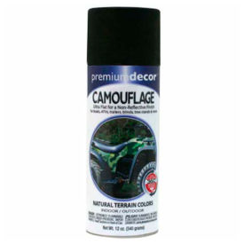 Premium Dcor Camouflage Enamel 12 oz. Aerosol Can Black Flat - 171317 171317