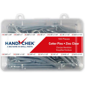 Cotter Pin Assortment Carbon Steel Zinc Clear 100 Piece Handi-Chek Version DISP-CP100HC