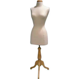 Female 3/4 Body Form - Off White W/Natural Wood Tripod Base BFF/C-W