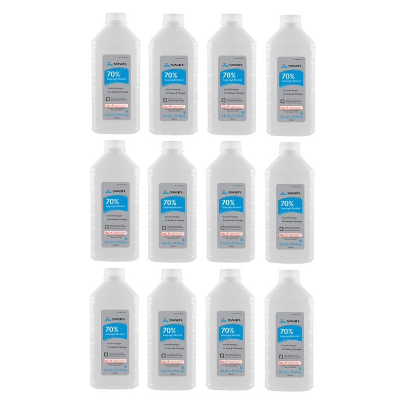 Swan 70% Isopropyl Rubbing Alcohol, 16 Oz Bottle, Case Of 12 (Min Order Qty 3) MPN:QKR75717